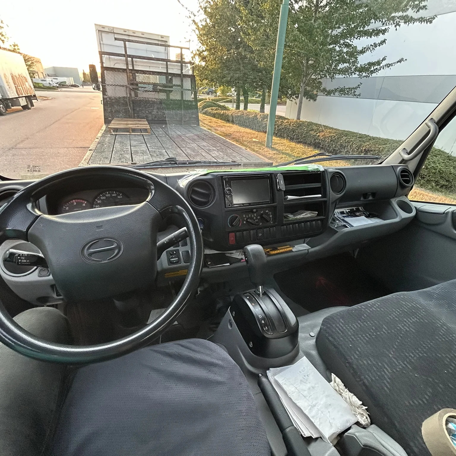 Interior of the moving truck cab