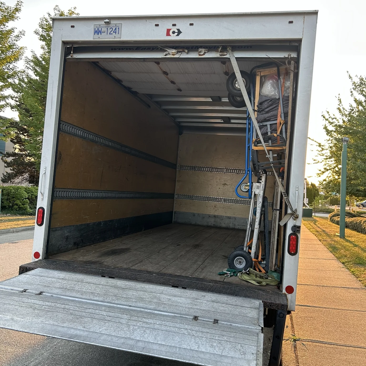 Open rear cargo area of the moving truck